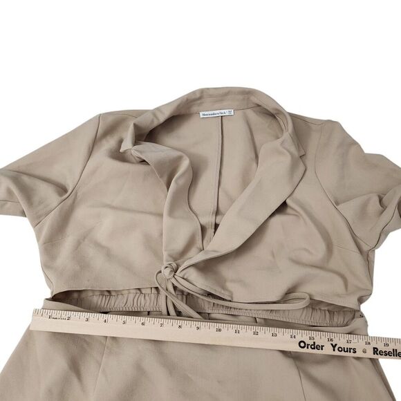 Abercrombie & Fitch Blazer Dress XL Petite XLP Tan Wrap-Front Cutout Long Sleeve - Picture 10 of 11